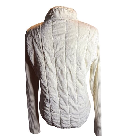 Reebok Classic Quilted Cotton Zip Jacket, Ivory Vintage, Women's Size Medium - Picture 3 of 7